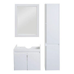 Avis Mendler Ensemble pour salle de bain HWC-L86, lavabo miroir mural armoire murale meuble de salle de bain, MVG mélaminé ~ blanc