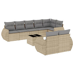 vidaXL Salon de jardin avec coussins 9 pcs beige résine tressée