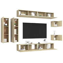 Avis Maison Chic Ensemble de meubles TV 8 pcs | Banc TV Moderne pour salon | Meuble de Rangement - Chêne sonoma Aggloméré -MN64445