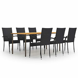 Salle à manger de jardin 7 pcs,Table et chaise à dîner Résine tressée Noir -MN33546