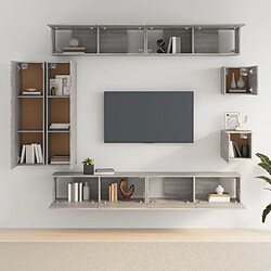 Avis Maison Chic Ensemble de meubles TV 8 pcs | Banc TV Moderne pour salon | Meuble de Rangement - Sonoma gris Bois d'ingénierie -MN11447