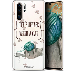 Caseink Coque Pour Huawei P30 Pro (6.47 ) [Gel HD Collection Quote Design Life's Better With a Cat - Souple - Ultra Fin - Imprimé en France]