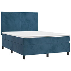 Avis Maison Chic Lit adulte- Lit + matelas,Sommier à lattes de lit et matelas Bleu foncé 140x200cm Velours -GKD86995