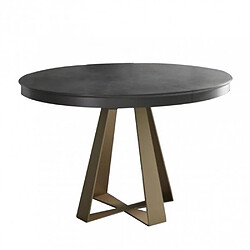 Inside 75 Table repas extensible DELIA 10 couverts 120/185x120cm pied métal bronze plateau céramique gris