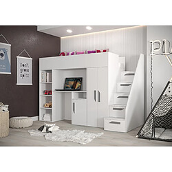 Abiks Meble PARTY 14 Lit superposé 247/165/120 (blanc/blanc/gris)