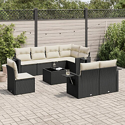 Maison Chic Ensemble Tables et chaises d'extérieur 9 pcs avec coussins,Salon de jardin noir résine tressée -GKD636872