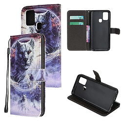 Etui en PU impression de motif texture croisée avec sangle Loup pour votre Huawei P smart 2020