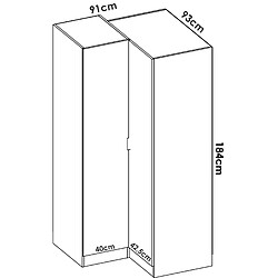 Avis Pegane Armoire d'angle, meuble de rangement en bois mélaminé coloris chêne naturel - Longueur 173 x Profondeur 90 x Hauteur 184 cm