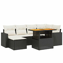 Maison Chic Ensemble Tables et chaises d'extérieur 7pcs avec coussins,Salon de jardin noir résine tressée -GKD246001