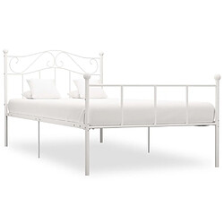 Maison Chic Lit adulte - Lit simple Cadre de lit,Structure du lit Contemporain Blanc Métal 100 x 200 cm -MN71636