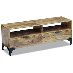 Helloshop26 Meuble télé buffet tv télévision design pratique bois de manguier 120 cm 2502130 pas cher