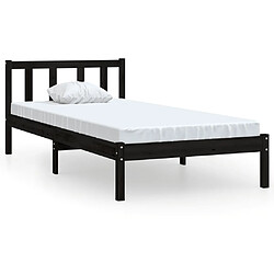 vidaXL Cadre de lit sans matelas noir bois massif 90x200 cm