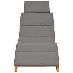 vidaXL Chaise longue pliable avec coussin gris foncé Bois de teck