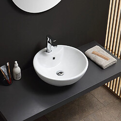 Kiamami Valentina LAVABO À POSER DESIGN ROND CÉRAMIQUE BLANC