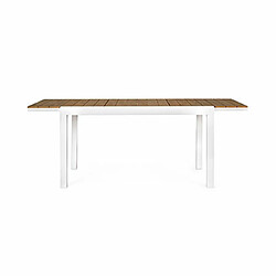 Avis Mes Table de jardin extensible 140/200 cm en alu blanc et bois