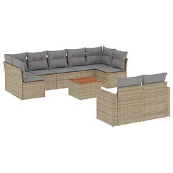 vidaXL Salon de jardin et coussins 10 pcs mélange beige résine tressée