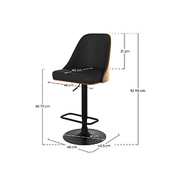 Rendez Vous Deco Chaise de bar Georges noire 56/77 cm