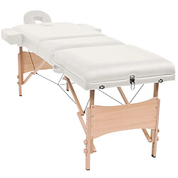 vidaXL Table de massage pliable et tabouret 10 cm d'épaisseur Blanc