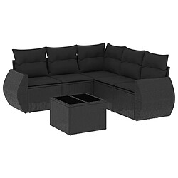 Maison Chic Ensemble Tables et chaises d'extérieur 6pcs avec coussins,Salon de jardin noir résine tressée -GKD321526