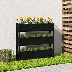 vidaXL Jardinière Noir 112x25x104,5 cm Bois massif de pin