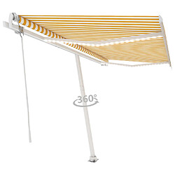 Avis Maison Chic Auvent automatique | Store banne extérieur | Marquise capteur de vent/LED 400x350cm Jaune et blanc -MN83162