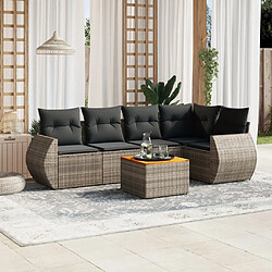 Maison Chic Salon de jardin 6 pcs avec coussins | Ensemble de Table et chaises | Mobilier d'Extérieur gris résine tressée -GKD44836