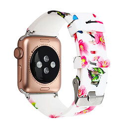 Avizar Bracelet Apple Watch 42 et 44 mm Motif Fleurs et Papillons en Silicone