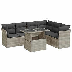 vidaXL Salon de jardin avec coussins 7 pcs gris clair résine tressée