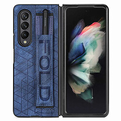 Coque en TPU + PU anti-rayures avec porte-stylo élastique pour votre Samsung Galaxy Z Fold3 5G - bleu