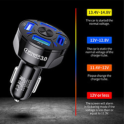 12V 4-Ports USB Car Charge QC 3.0 Prise D'adaptateur De Charge Rapide Pour IPhone Noir pas cher