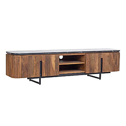 BOIS & CHIFFONS Grand meuble TV plateau marbre noir | Manguier Kfir