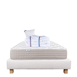 LUXURY LITERIE Ensemble matelas Dreamlux 90x190 cm + sommier beige ep20cm + oreiller + couette