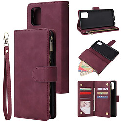 Etui en PU poche zippée rouge vin pour votre Samsung Galaxy A51