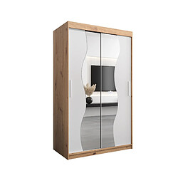 Abiks Meble Armoire MADRYT À Portes Coulissantes 200/120/62 2 Portes (Artisan/Blanc)