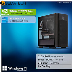 Sedatech Workstation ATX • Intel i5-12400F • RTX4070 Super • 32Go RAM • 2To SSD M.2 • Windows 11