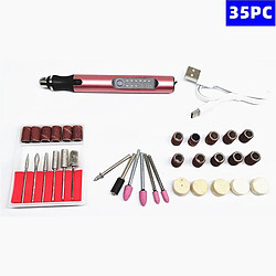 Nail Drill KIt Lime électrique Bits Broyeur De Machine Portable 35PCS Or Rose