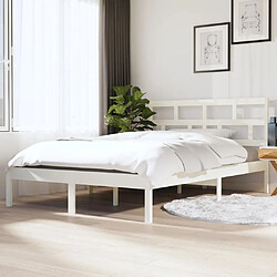 vidaXL Cadre de lit sans matelas blanc bois massif