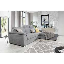 VENESETTI Canapé d'angle convertible en tissu Luxe, gris, 5 places, angle droit (vu de face) , TRESOR