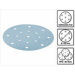 Festool STF D150/16 P40 GR / 50 Abrasifs Ø150 mm 50 Pièces ( 496975 )