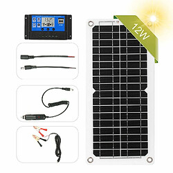 Justgreenbox Kit de panneau solaire 12W 12V Port USB Module monocristallin hors réseau, Panel + Controller