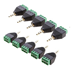 10 Pcs 3.5mm 3 Pôle Mâle RCA Connecteur à Av Bornes À Vis Pour Vidéo Surveillance