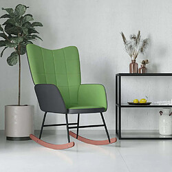 vidaXL Chaise à bascule Vert clair Velours et PVC