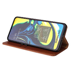 Wewoo Housse Coque Etui en cuir à rabat horizontal PU avec texture + derme porte-cartes et pour Galaxy A80 Marron pas cher