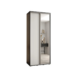 Abiks Meble Armoire à portes coulissantes Davos 3 H235.2 x L100 x P45 2 portes coulissante (Noir/Blanc/Argent