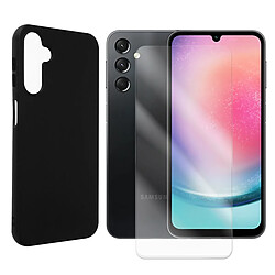 Coque de protection souple silicone Noir + Lot de 2 Verre trempé pour Samsung Galaxy A24 4G 6.5" -VISIODIRECT-