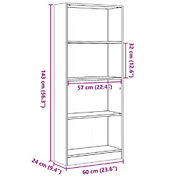 vidaXL Bibliothèque gris béton 60x24x143 cm bois d'ingénierie pas cher