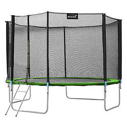 Hauki Trampoline de jardin avec filet de sécurité et échelle set complet vert Ø 427 cm