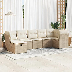 vidaXL Salon de jardin avec coussins 7 pcs beige résine tressée