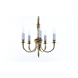 Lumière Chandelier sans abats jours Richmond Laiton poli 5 ampoules 46cm