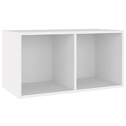 vidaXL Boîte de rangement vinyles Blanc 71x34x36 cm Bois d'ingénierie